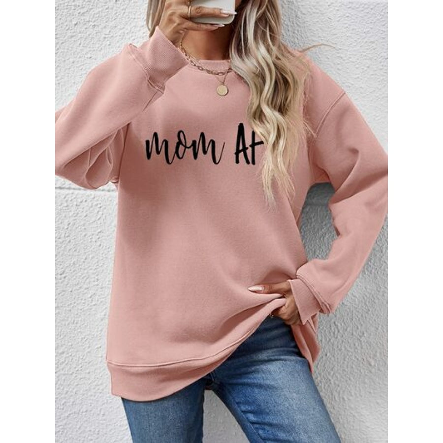 Letter Graphic Dropped Shoulder Sweatshirt Blush Pink / S Clothing