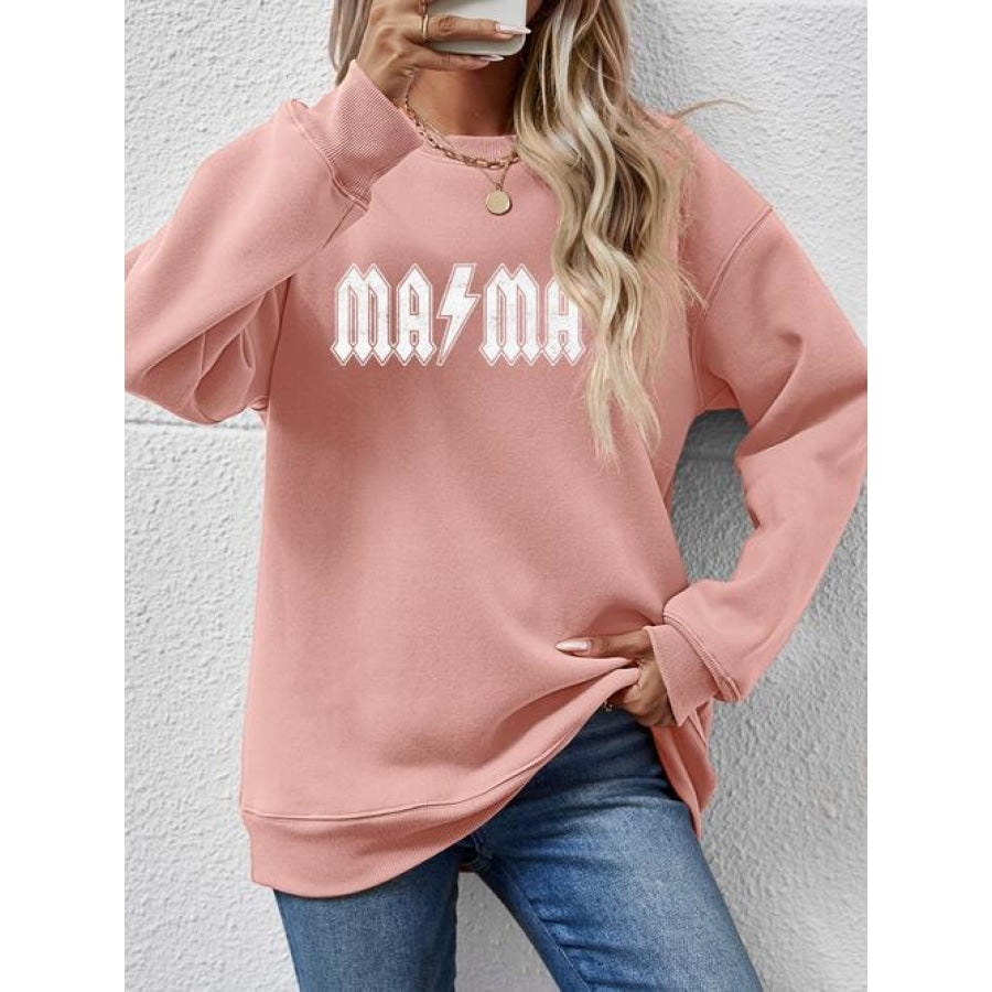 Letter Graphic Dropped Shoulder Sweatshirt Blush Pink / S