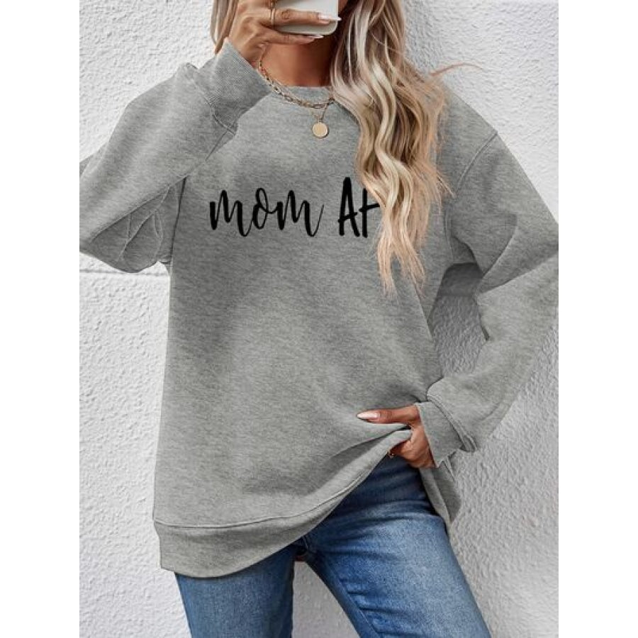 Letter Graphic Dropped Shoulder Sweatshirt Charcoal / S Clothing