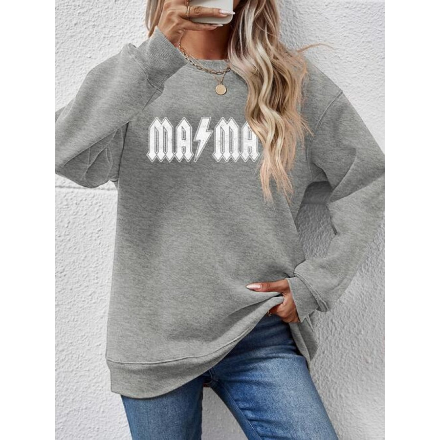 Letter Graphic Dropped Shoulder Sweatshirt Charcoal / S