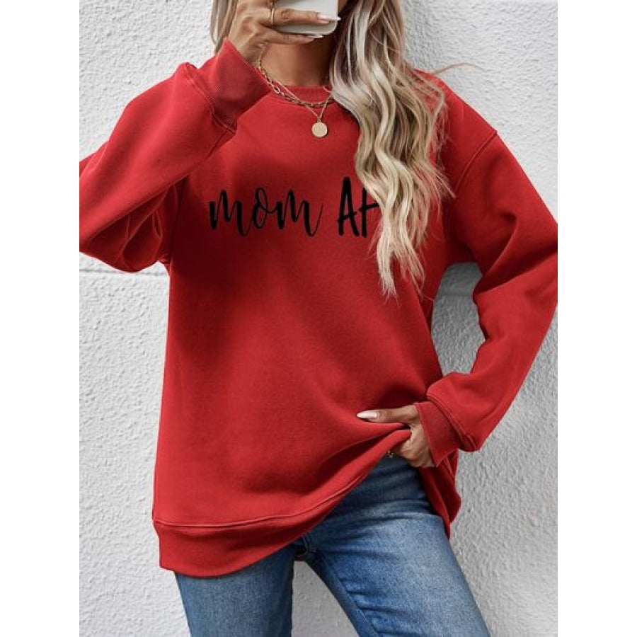 Letter Graphic Dropped Shoulder Sweatshirt Deep Red / S Clothing