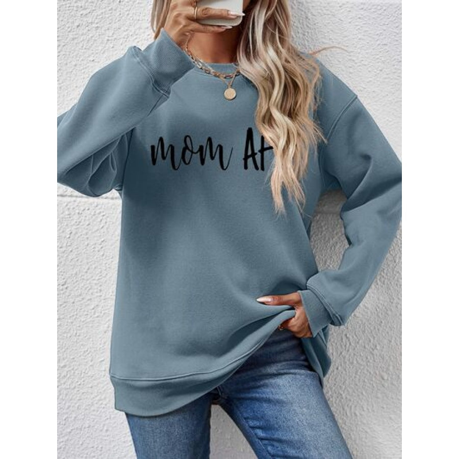 Letter Graphic Dropped Shoulder Sweatshirt French Blue / S Clothing