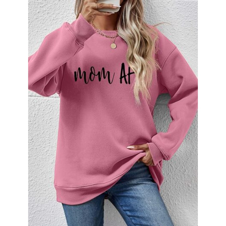 Letter Graphic Dropped Shoulder Sweatshirt Moonlit Mauve / S Clothing