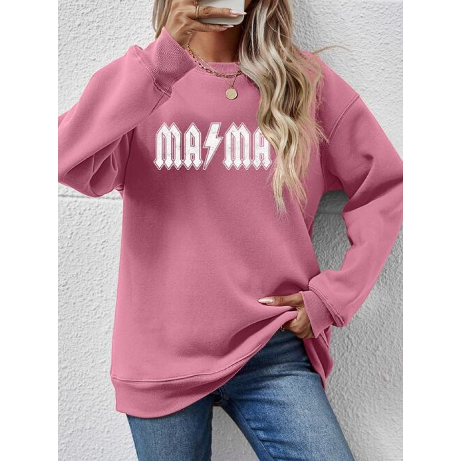 Letter Graphic Dropped Shoulder Sweatshirt Moonlit Mauve / S