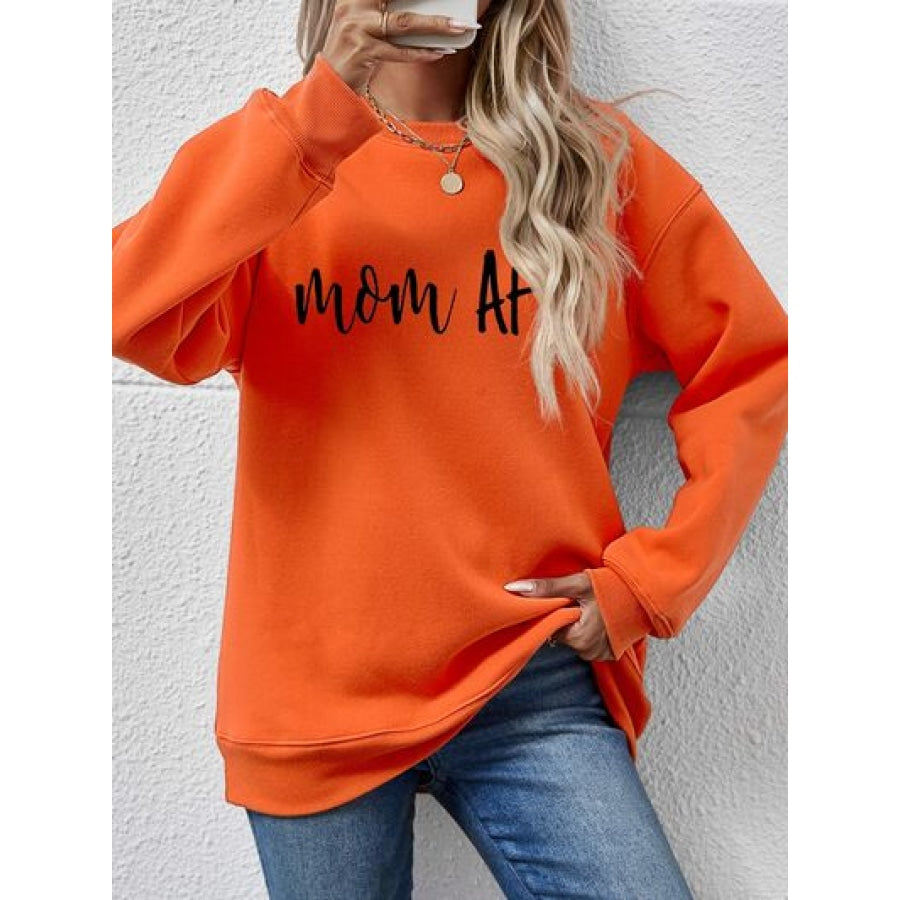 Letter Graphic Dropped Shoulder Sweatshirt Pumpkin / S Clothing