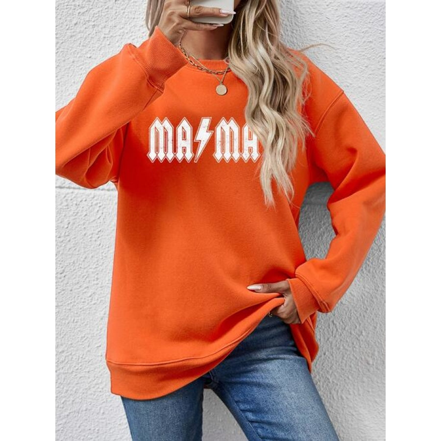 Letter Graphic Dropped Shoulder Sweatshirt Pumpkin / S