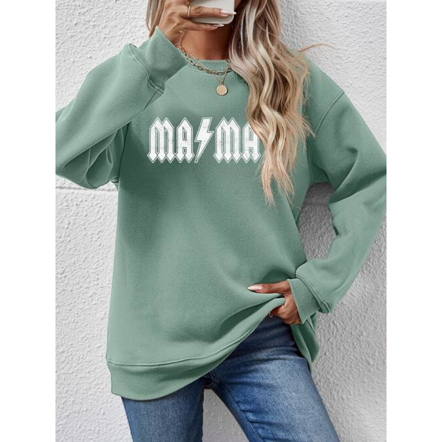 Letter Graphic Dropped Shoulder Sweatshirt Sage / S