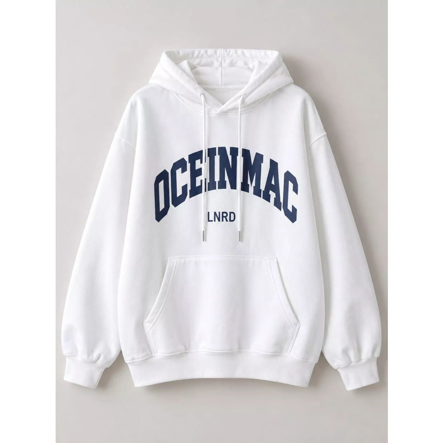Letter Graphic Long Sleeve Hoodie Apparel and Accessories