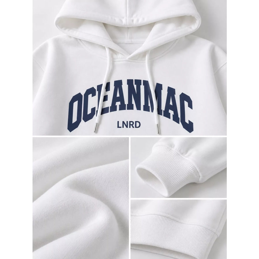 Letter Graphic Long Sleeve Hoodie Apparel and Accessories