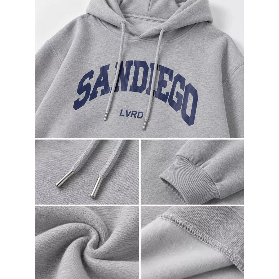 Letter Graphic Long Sleeve Hoodie Apparel and Accessories