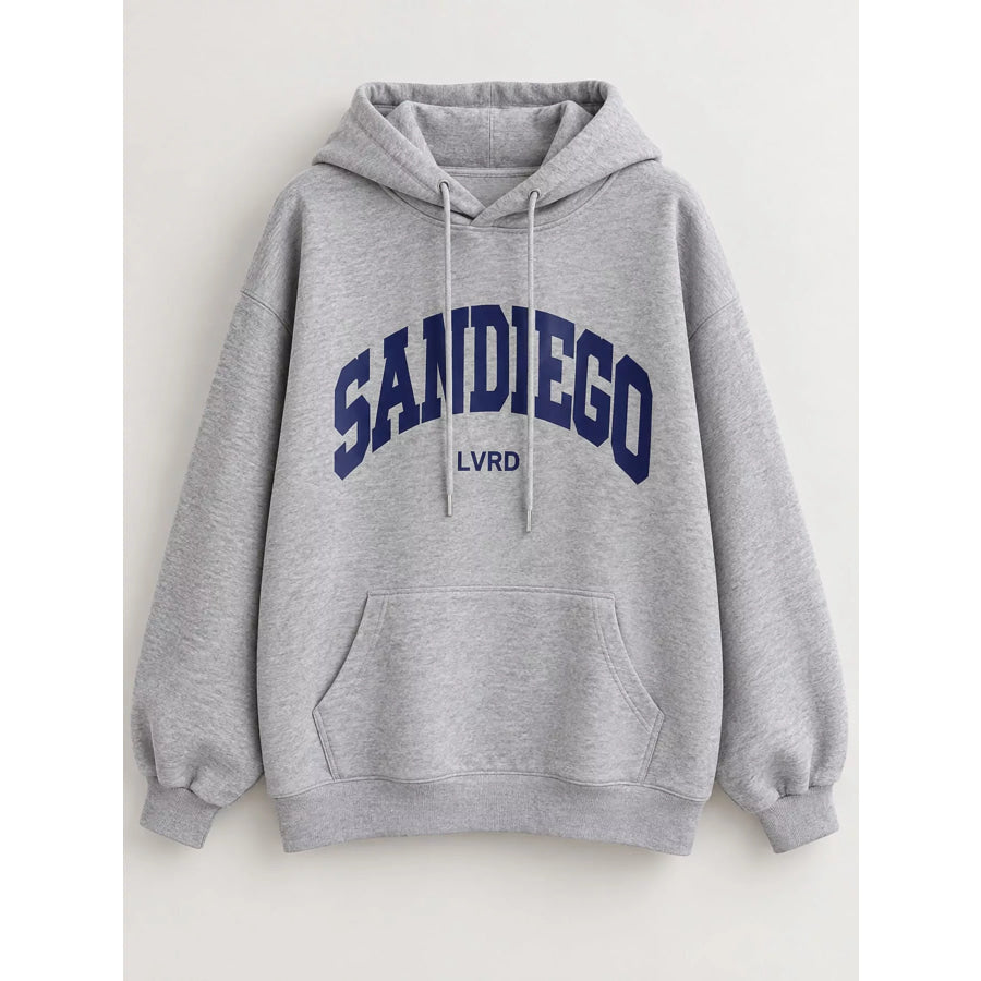 Letter Graphic Long Sleeve Hoodie Apparel and Accessories