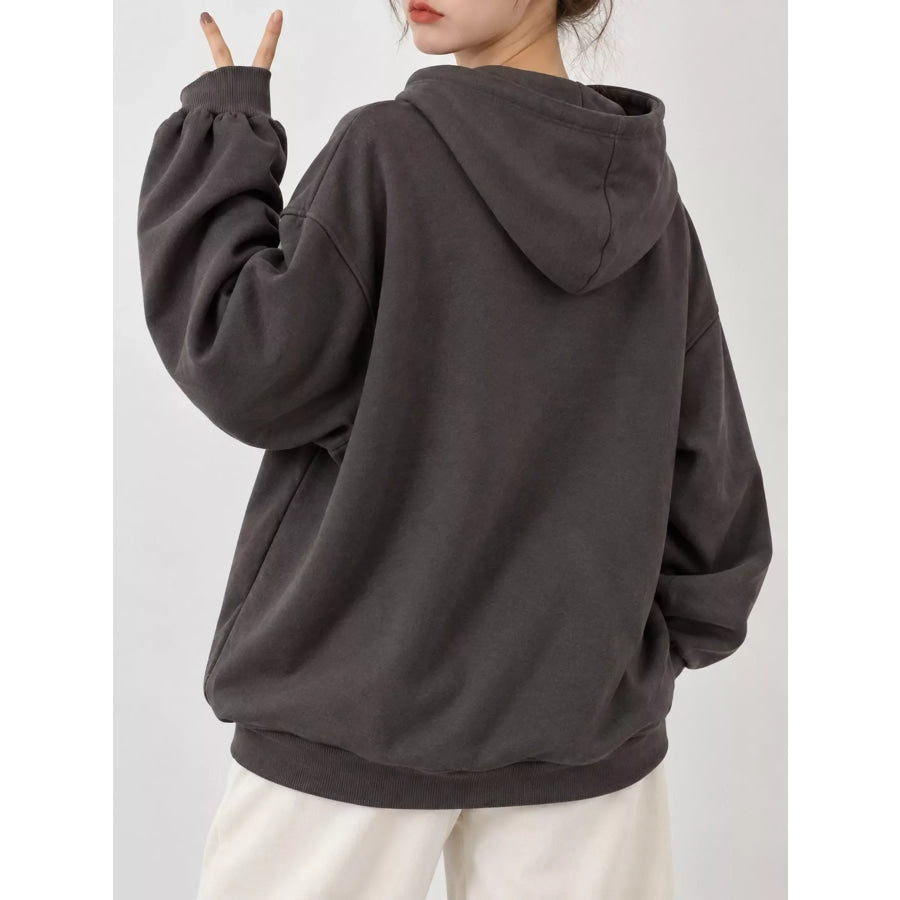 Letter Graphic Long Sleeve Hoodie Apparel and Accessories