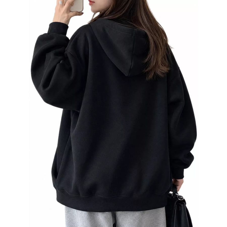 Letter Graphic Long Sleeve Hoodie Apparel and Accessories