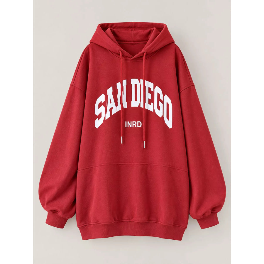 Letter Graphic Long Sleeve Hoodie Apparel and Accessories