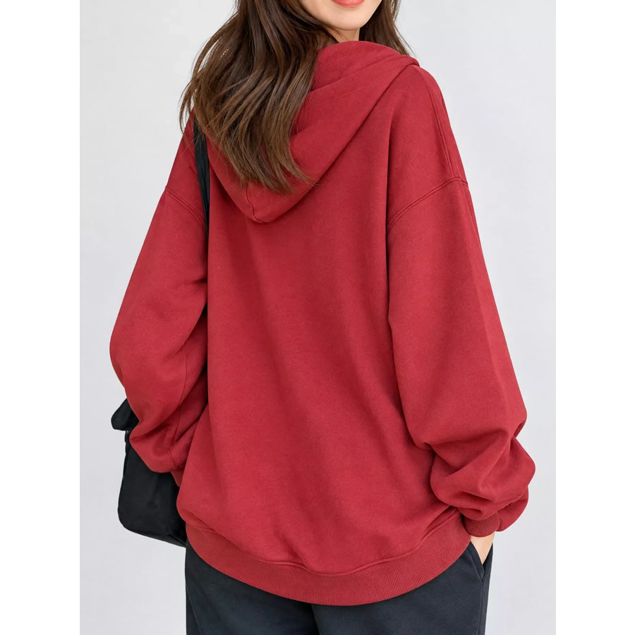 Letter Graphic Long Sleeve Hoodie Apparel and Accessories