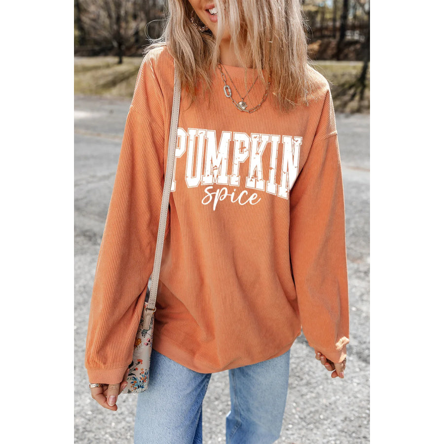 Letter Graphic Long Sleeve Sweatshirt Sherbet / S Apparel and Accessories