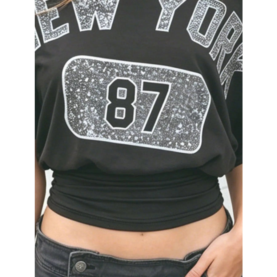 Letter Graphic One Shoulder Top Apparel and Accessories