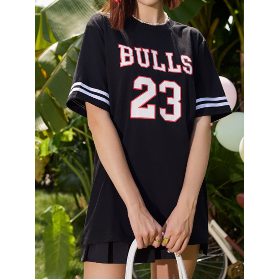 Letter Graphic Round Neck Half Sleeve T-Shirt Apparel and Accessories