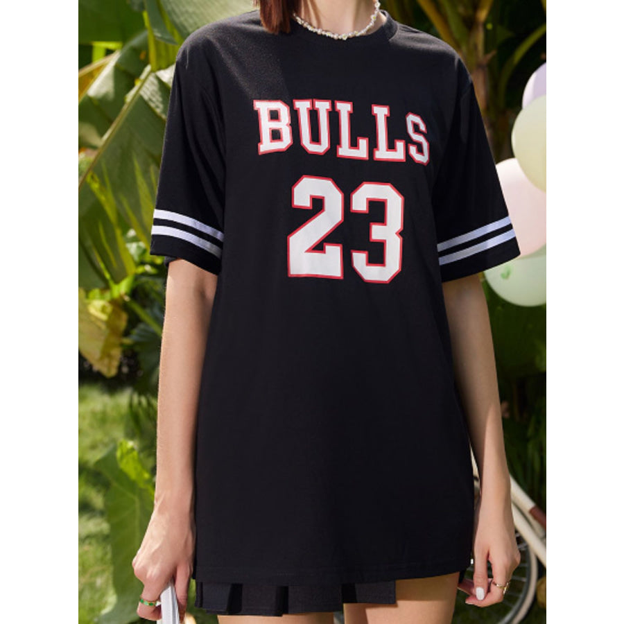 Letter Graphic Round Neck Half Sleeve T-Shirt Apparel and Accessories