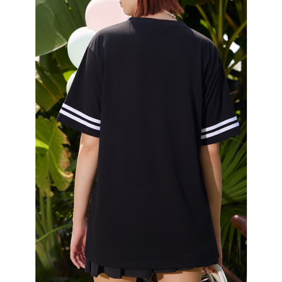 Letter Graphic Round Neck Half Sleeve T-Shirt Apparel and Accessories