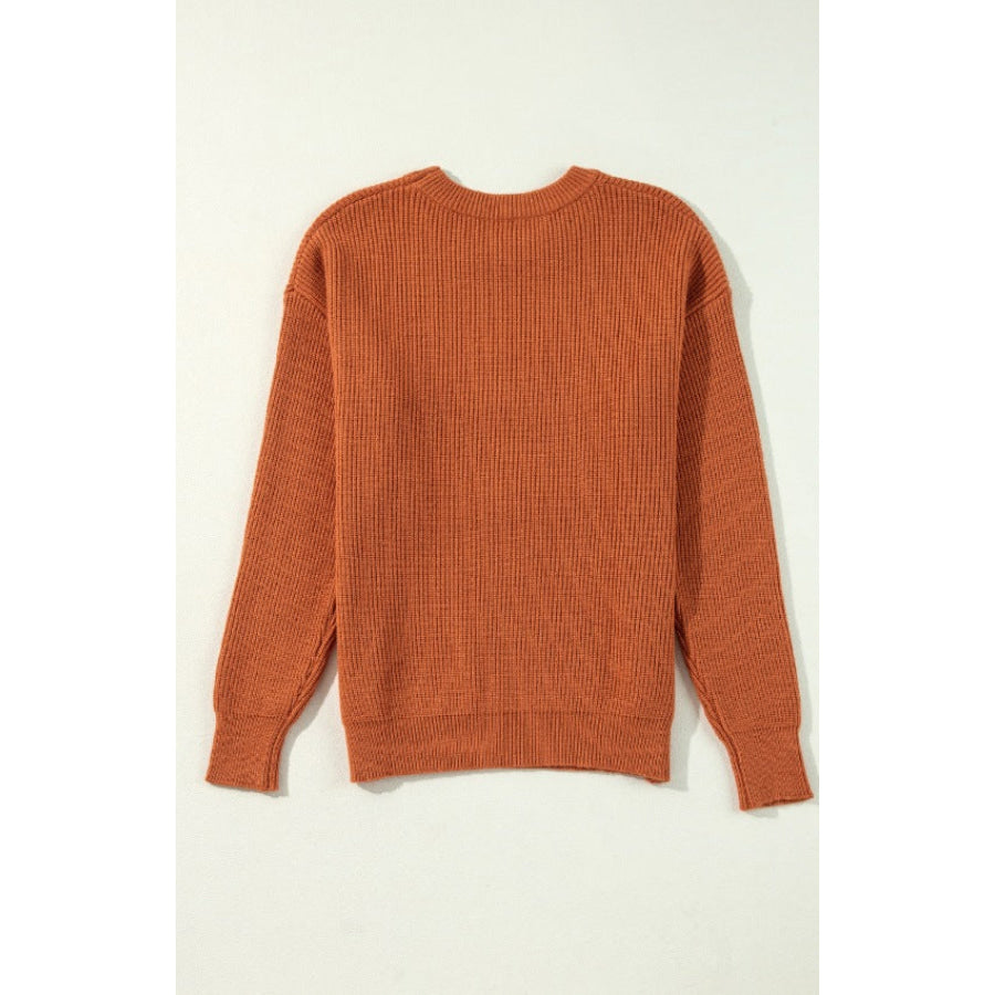 Letter Graphic Round Neck Long Sleeve Sweater Apparel and Accessories