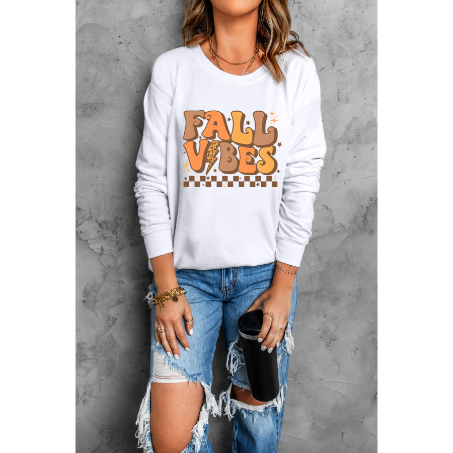 Letter Graphic Round Neck Long Sleeve Sweatshirt Apparel and Accessories