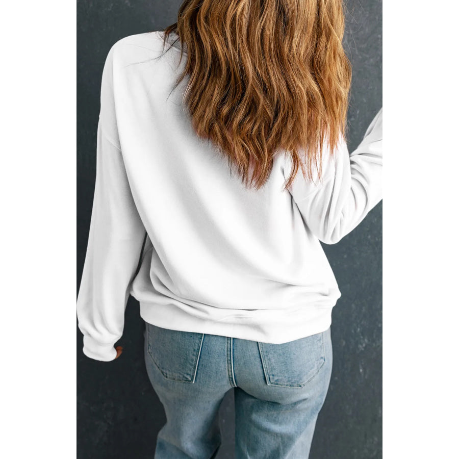 Letter Graphic Round Neck Long Sleeve Sweatshirt Apparel and Accessories