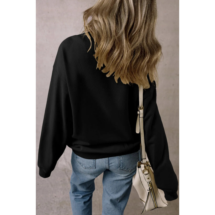 Letter Graphic Round Neck Long Sleeve Sweatshirt Apparel and Accessories