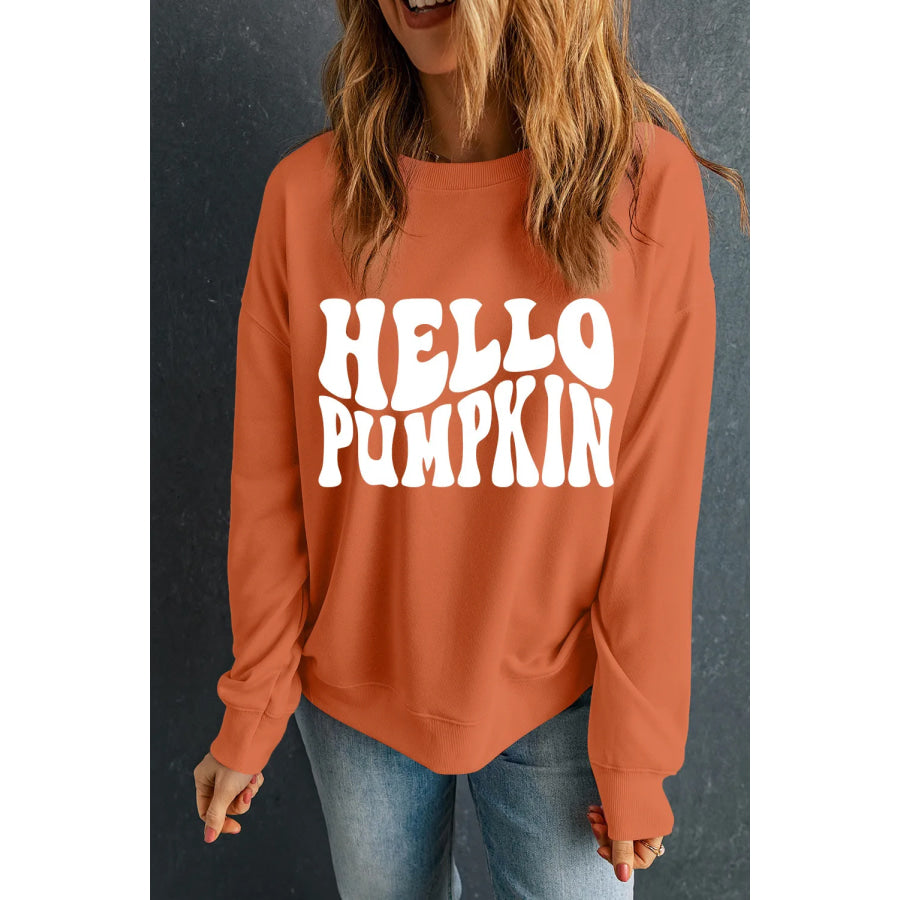 Letter Graphic Round Neck Long Sleeve Sweatshirt Apparel and Accessories