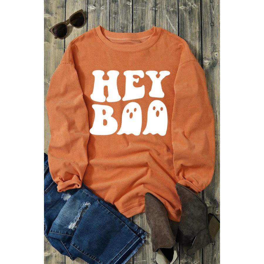 Letter Graphic Round Neck Long Sleeve Sweatshirt Apparel and Accessories