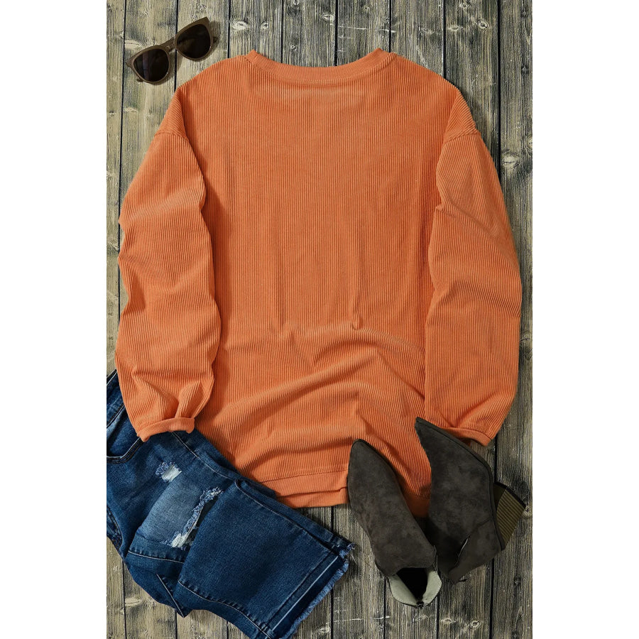 Letter Graphic Round Neck Long Sleeve Sweatshirt Apparel and Accessories