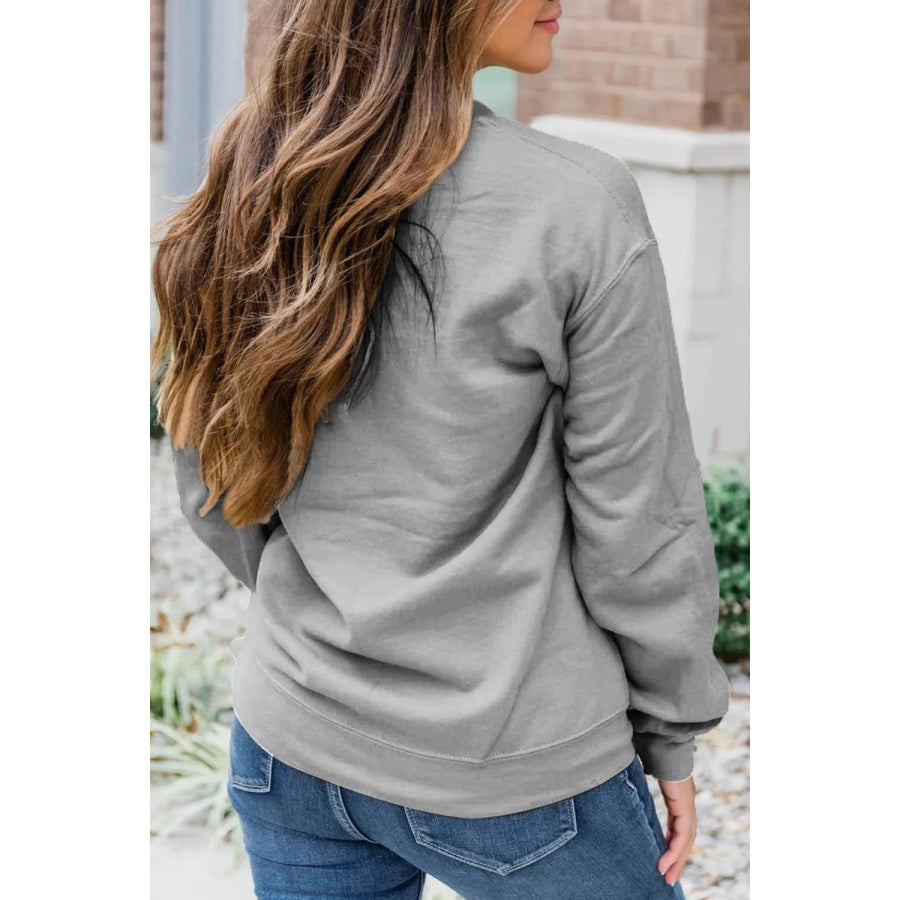 Letter Graphic Round Neck Long Sleeve Sweatshirt Apparel and Accessories