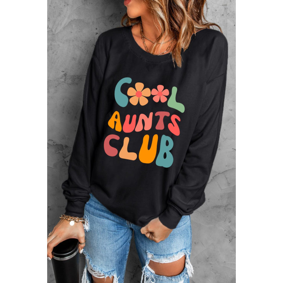 Letter Graphic Round Neck Long Sleeve Sweatshirt Apparel and Accessories