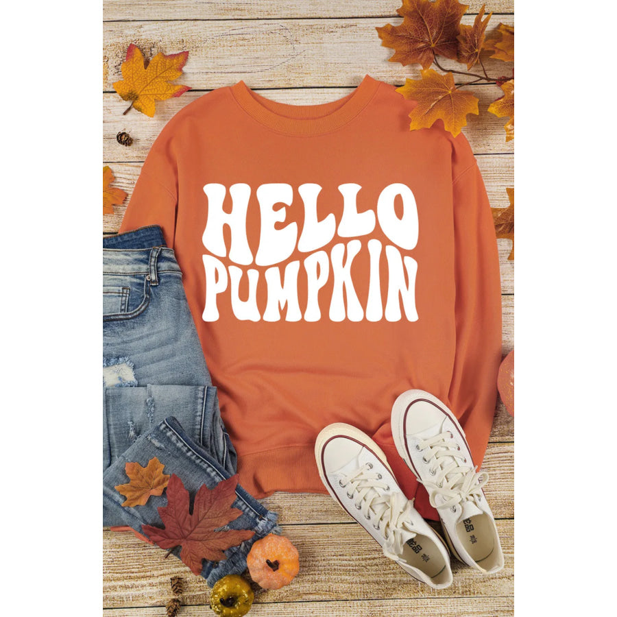 Letter Graphic Round Neck Long Sleeve Sweatshirt Apparel and Accessories