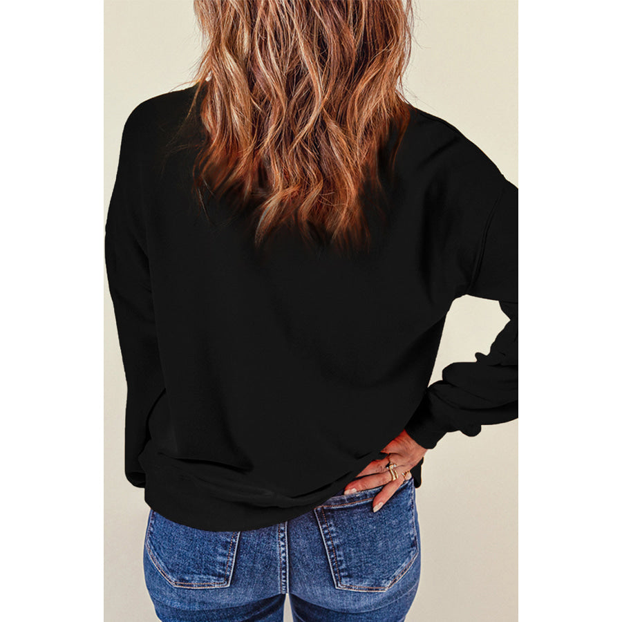 Letter Graphic Round Neck Long Sleeve Sweatshirt Apparel and Accessories