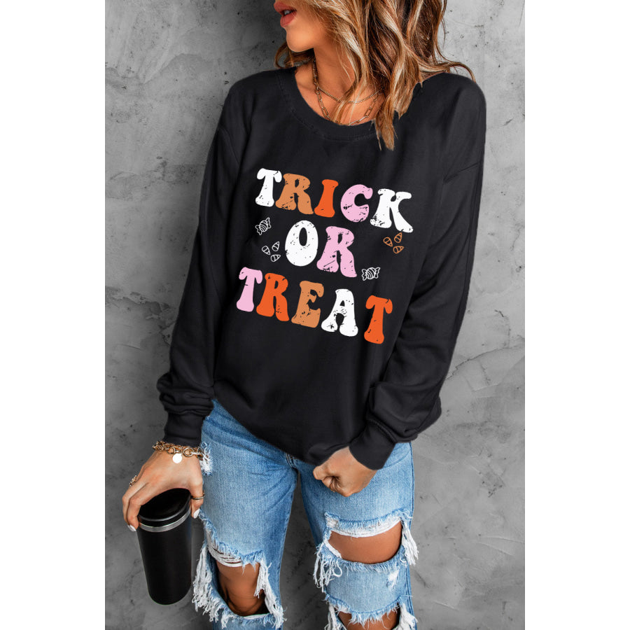 Letter Graphic Round Neck Long Sleeve Sweatshirt Apparel and Accessories