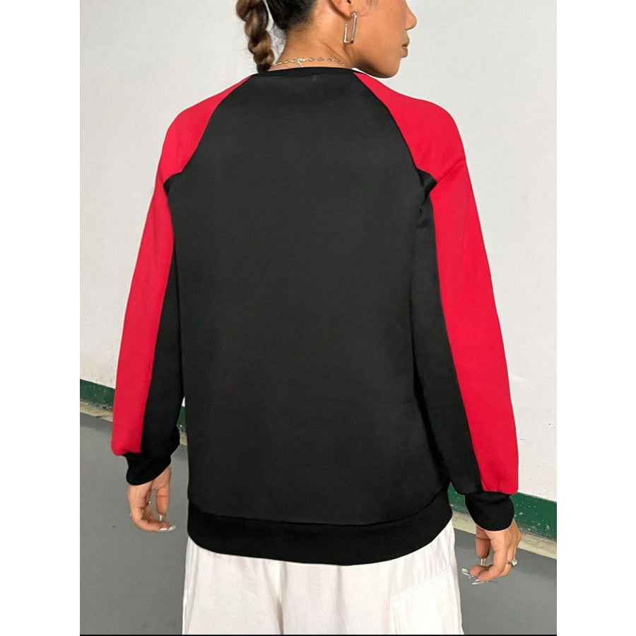 Letter Graphic Round Neck Long Sleeve Sweatshirt Apparel and Accessories