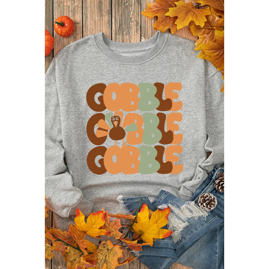 Letter Graphic Round Neck Long Sleeve Sweatshirt Apparel and Accessories