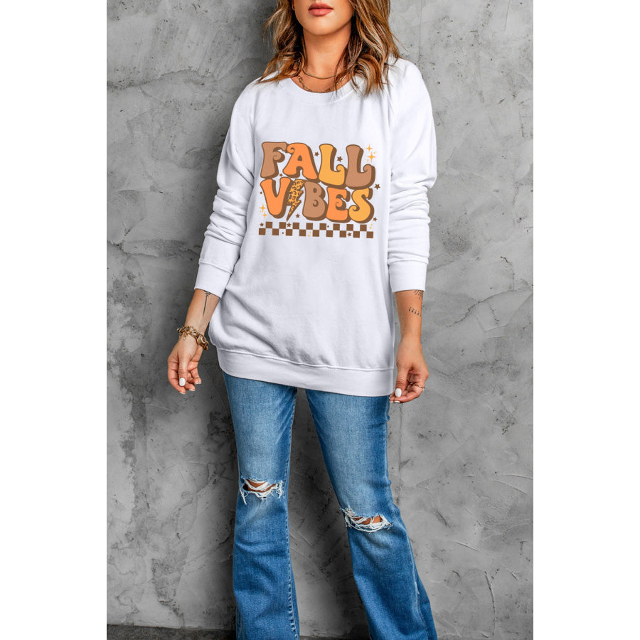 Letter Graphic Round Neck Long Sleeve Sweatshirt Apparel and Accessories