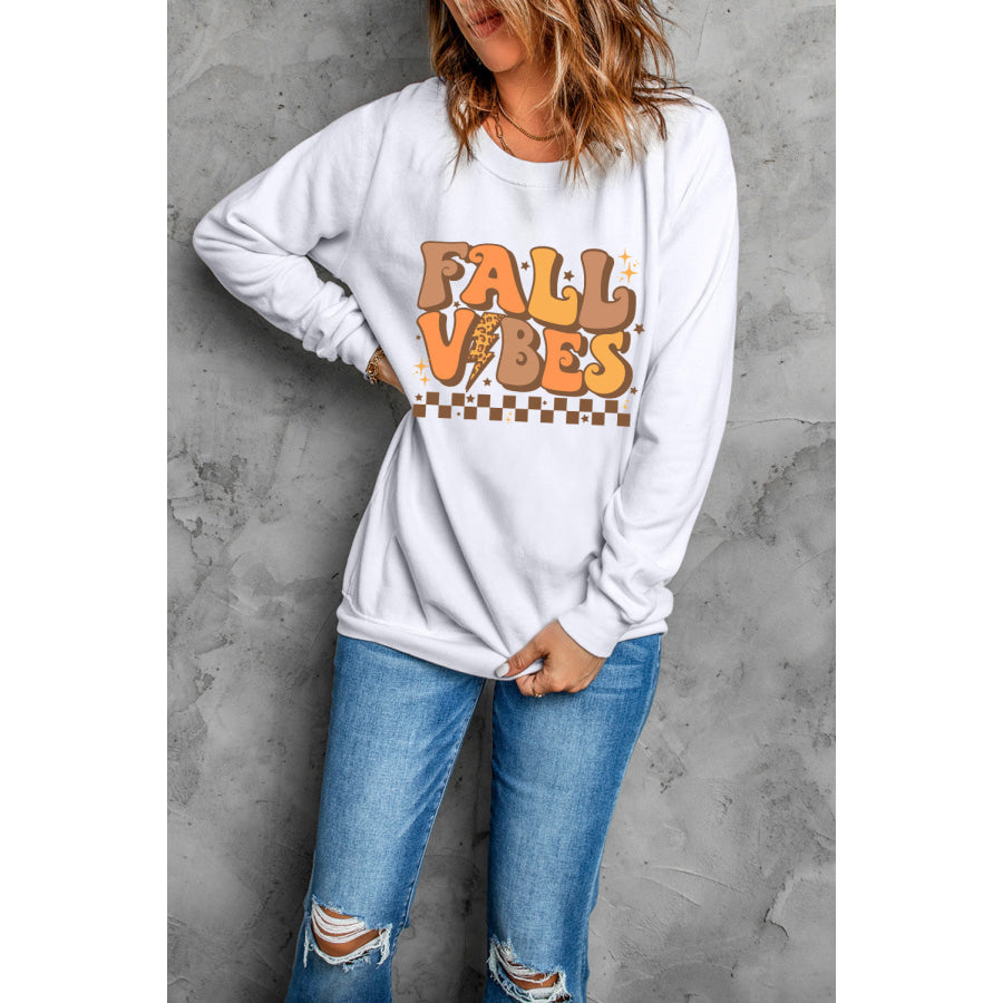 Letter Graphic Round Neck Long Sleeve Sweatshirt Apparel and Accessories