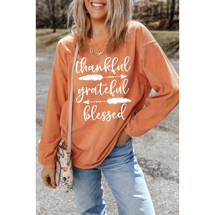 Letter Graphic Round Neck Long Sleeve Sweatshirt Apparel and Accessories