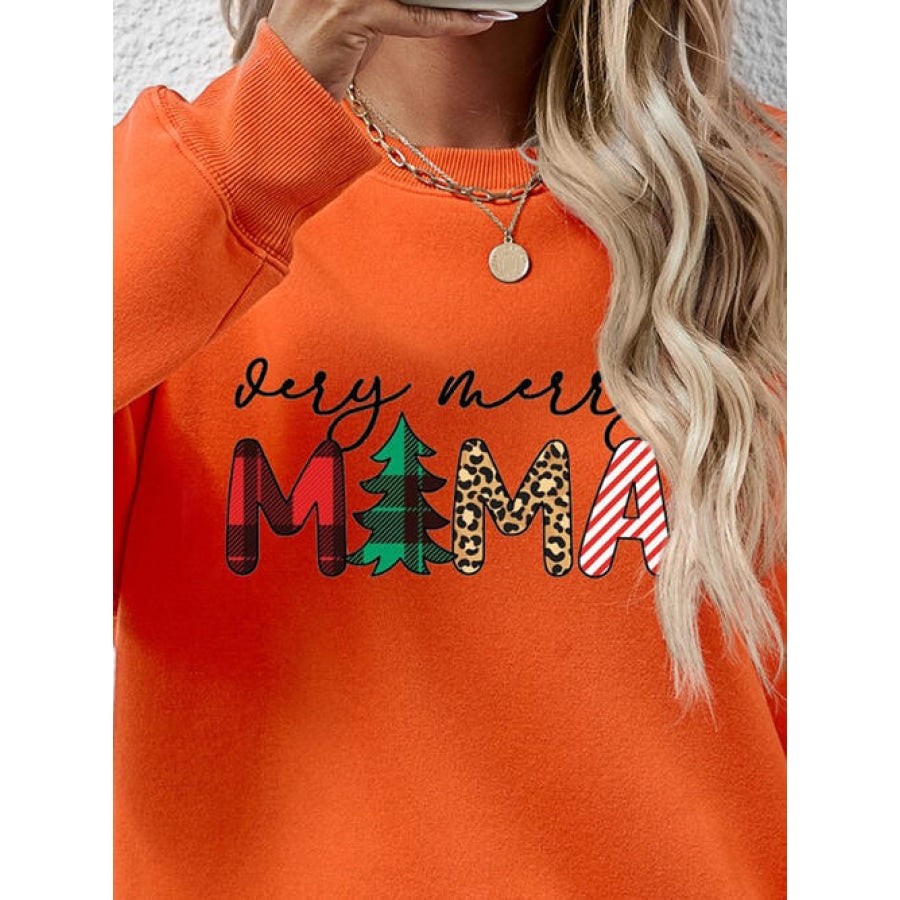 Letter Graphic Round Neck Long Sleeve Sweatshirt Clothing