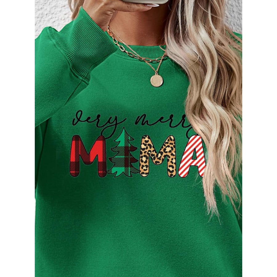 Letter Graphic Round Neck Long Sleeve Sweatshirt Clothing