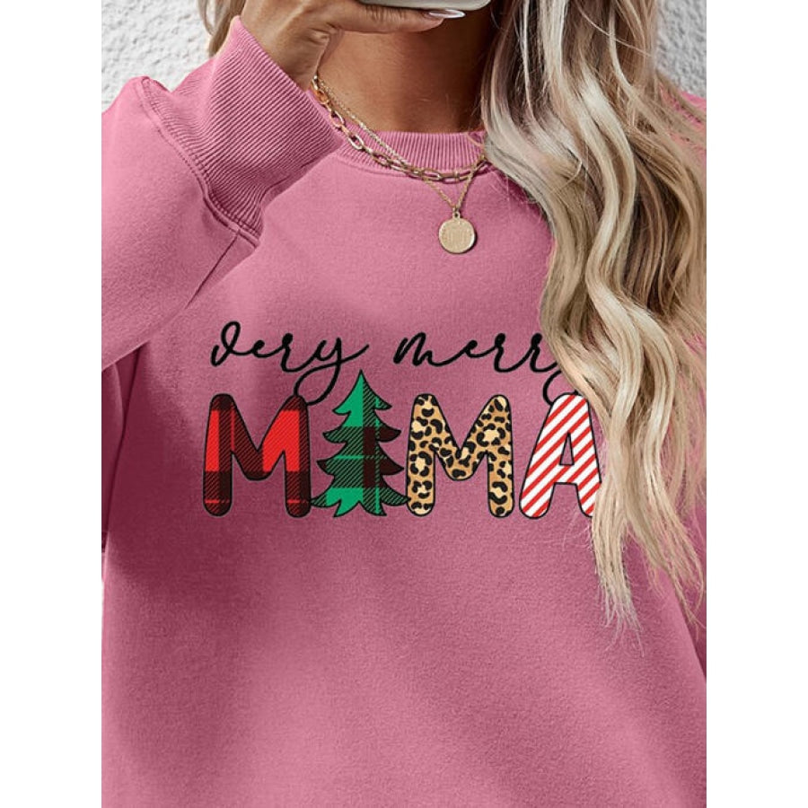 Letter Graphic Round Neck Long Sleeve Sweatshirt Clothing