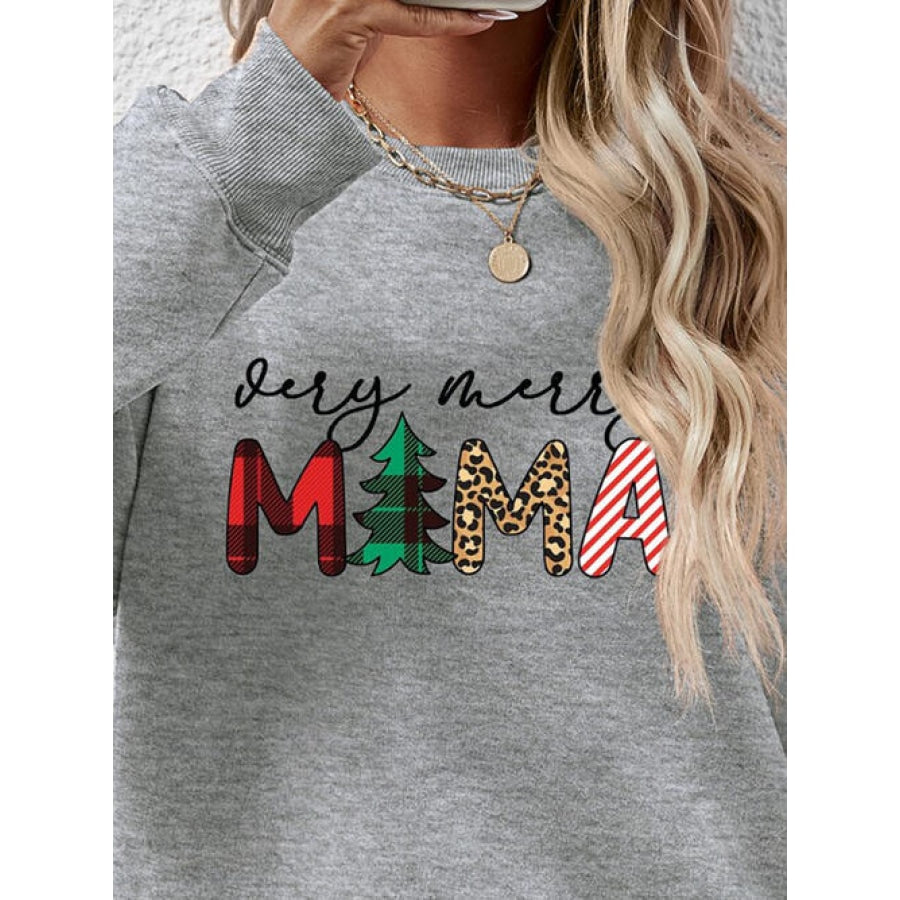 Letter Graphic Round Neck Long Sleeve Sweatshirt Clothing