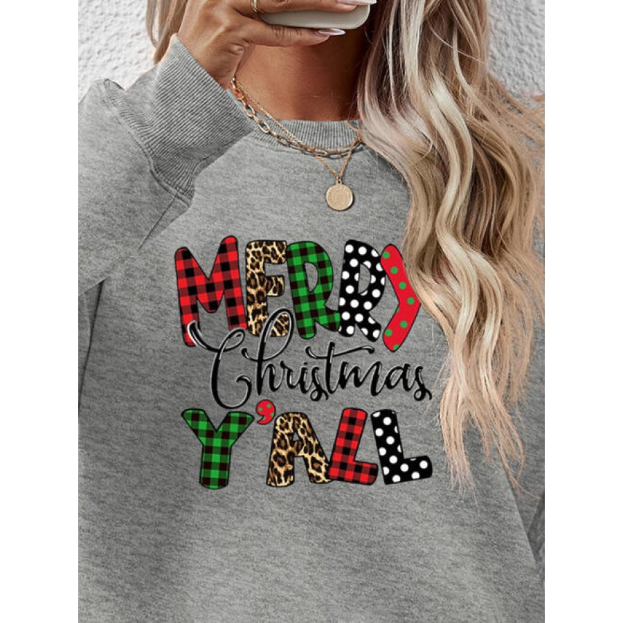 Letter Graphic Round Neck Long Sleeve Sweatshirt Clothing