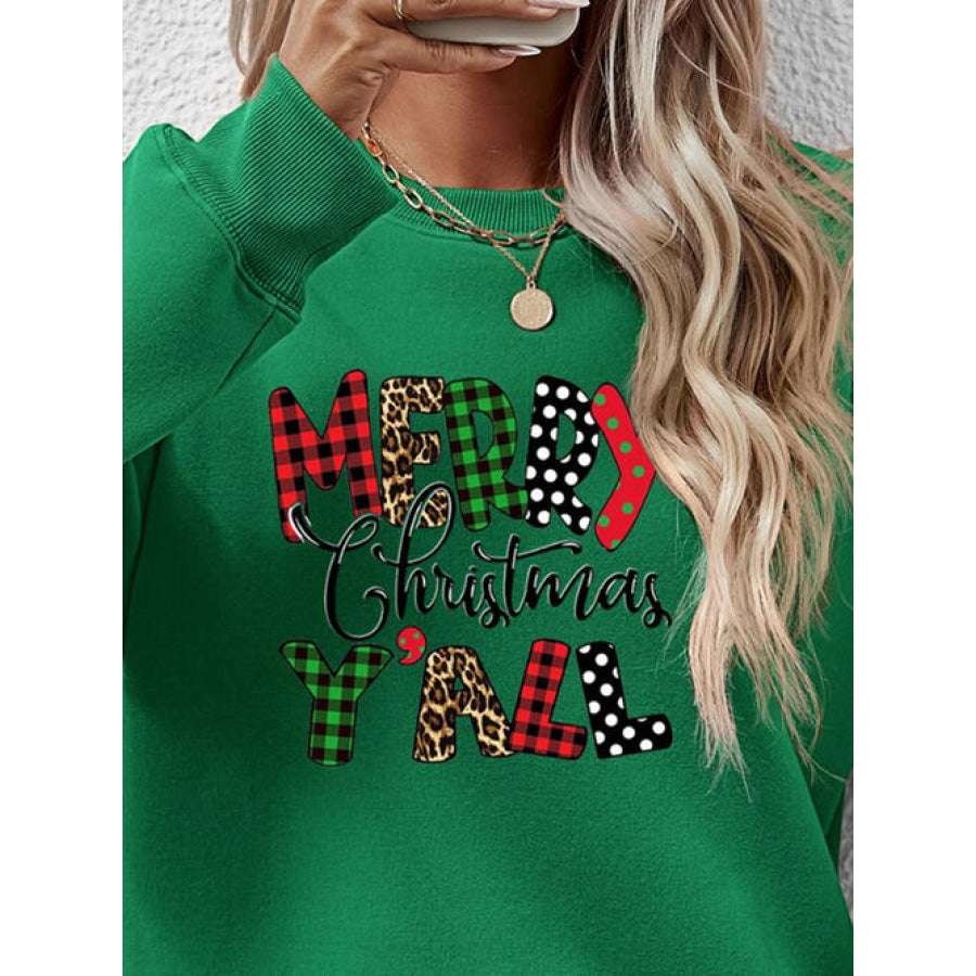 Letter Graphic Round Neck Long Sleeve Sweatshirt Clothing