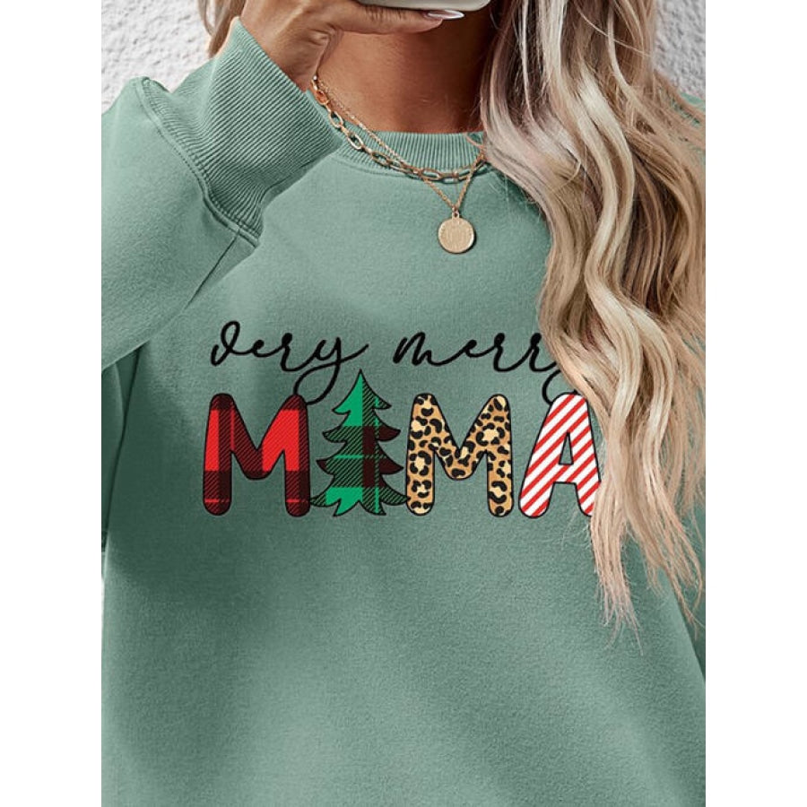 Letter Graphic Round Neck Long Sleeve Sweatshirt Clothing