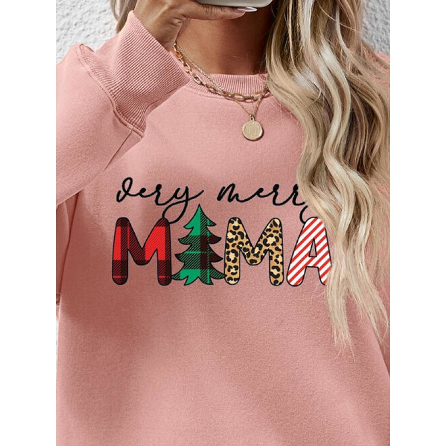 Letter Graphic Round Neck Long Sleeve Sweatshirt Clothing