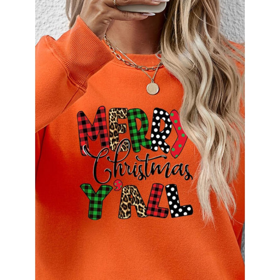 Letter Graphic Round Neck Long Sleeve Sweatshirt Clothing